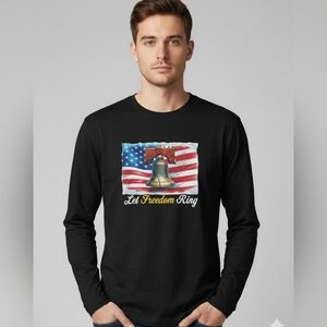 Let Freedom Ring Black Long Sleeve Men's Shirt